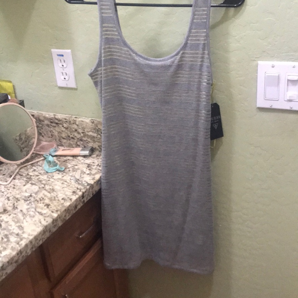 Light heather gray and lime green dress